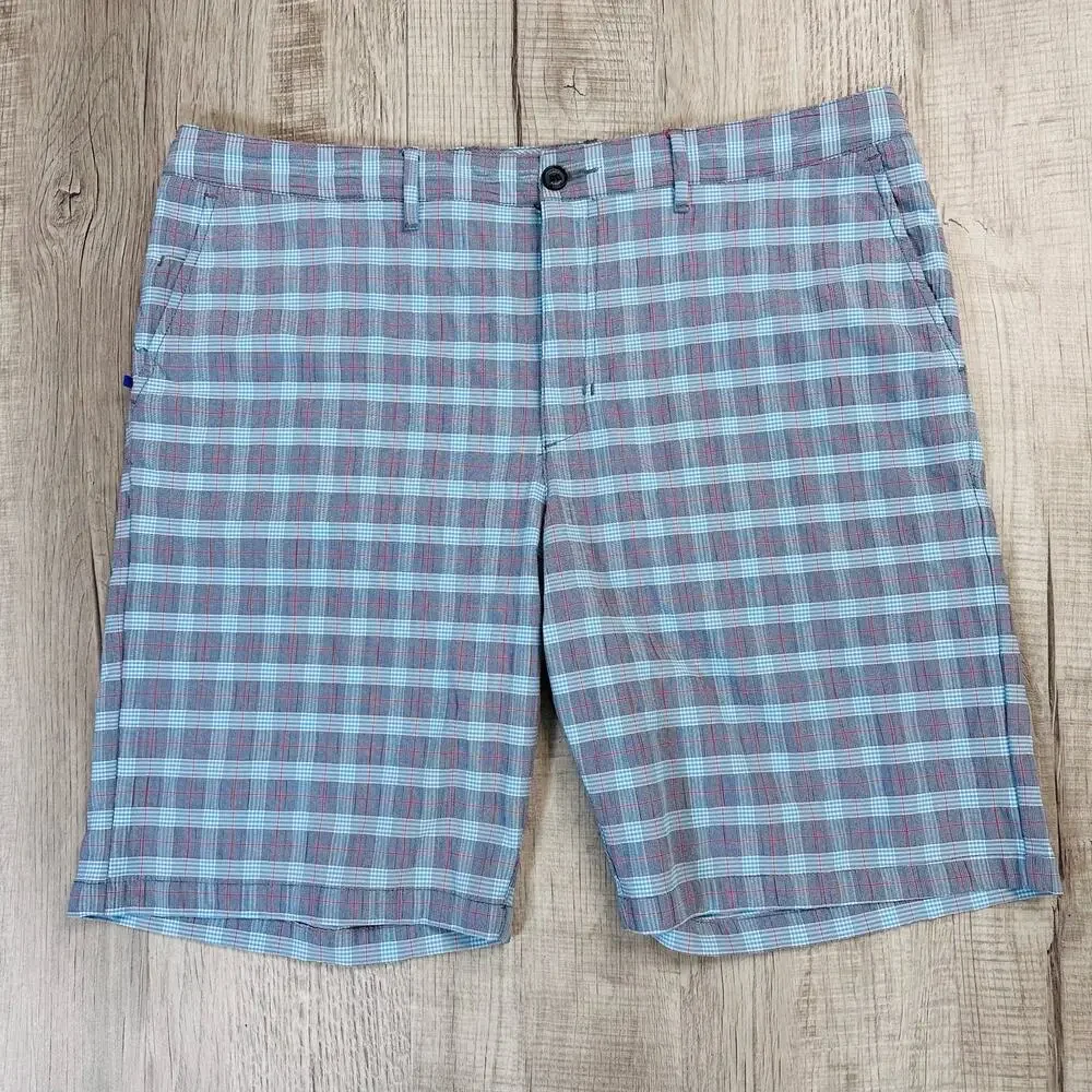 Tommy Bahama Men's Shorts Blue/Teal/Pink Plaid SZ 38 Outdoor Chino Beach Summer